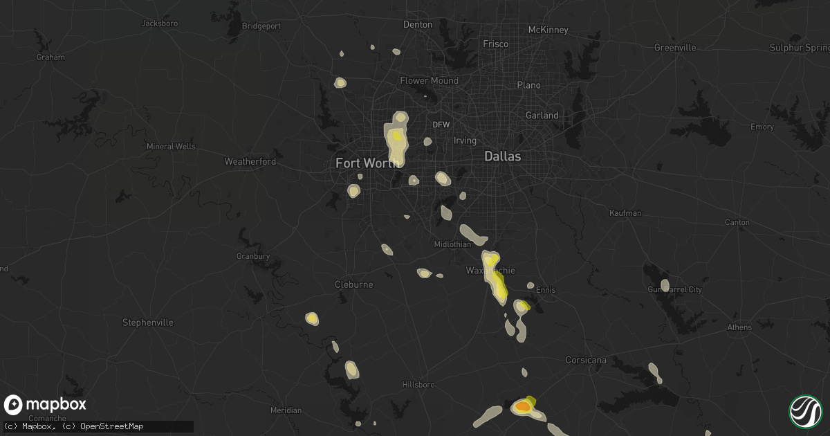 Hail map in Mansfield, TX on May 25, 2026