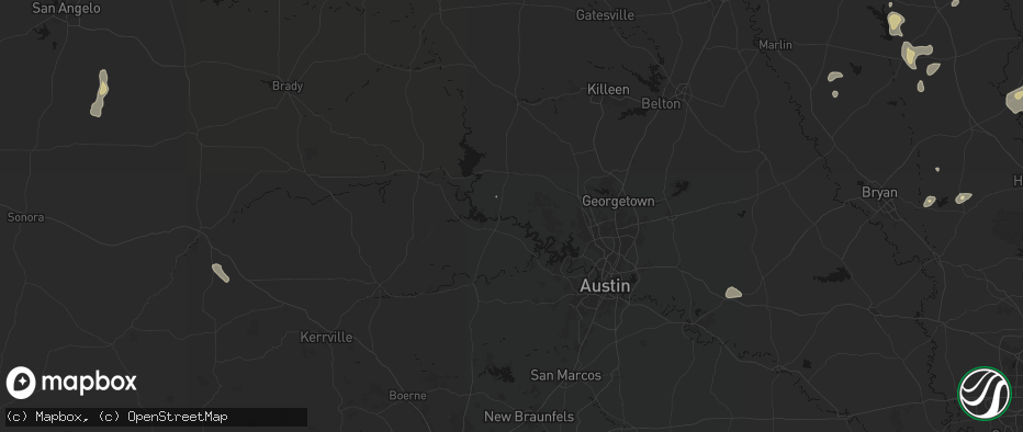 Hail map in Marble Falls, TX on May 25, 2026
