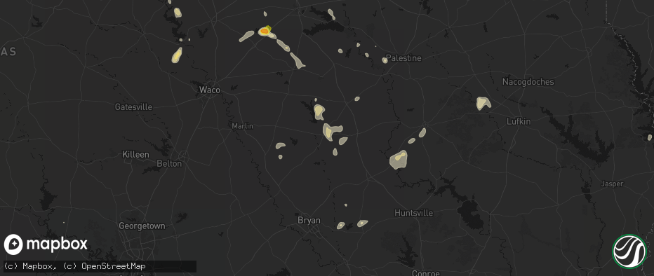 Hail map in Marquez, TX on May 25, 2026