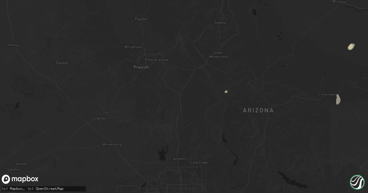 Hail map in Mayer, AZ on May 25, 2026