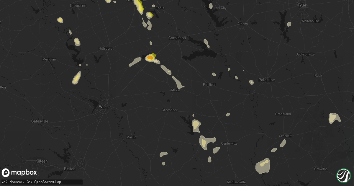 Hail map in Mexia, TX on May 25, 2026