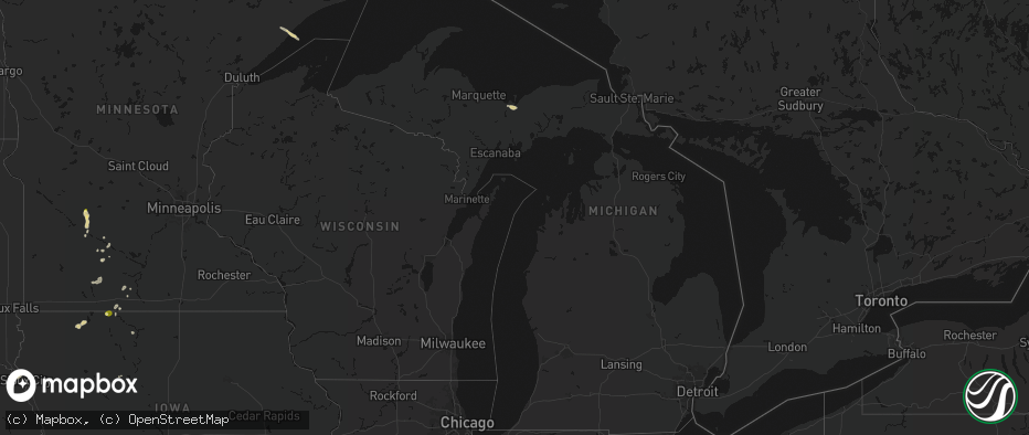 Hail map in Michigan on May 25, 2026