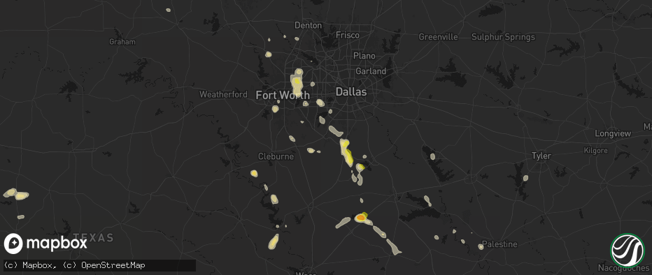 Hail map in Midlothian, TX on May 25, 2026