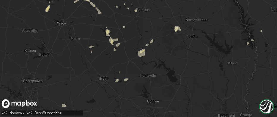 Hail map in Midway, TX on May 25, 2026