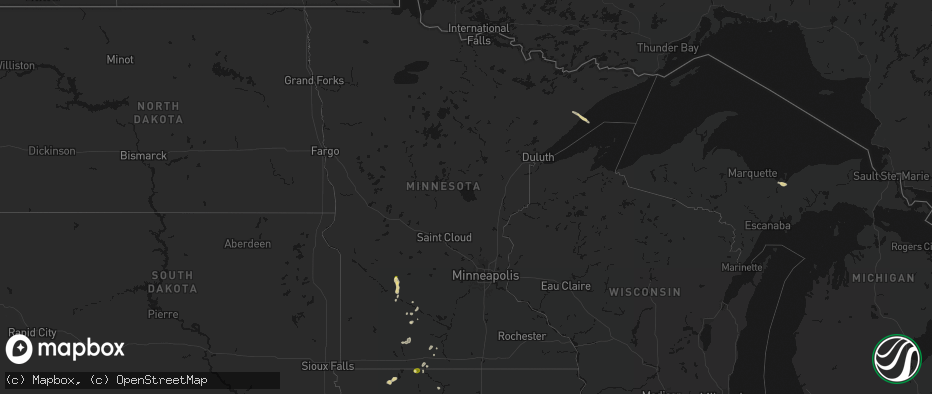 Hail map in Minnesota on May 25, 2026