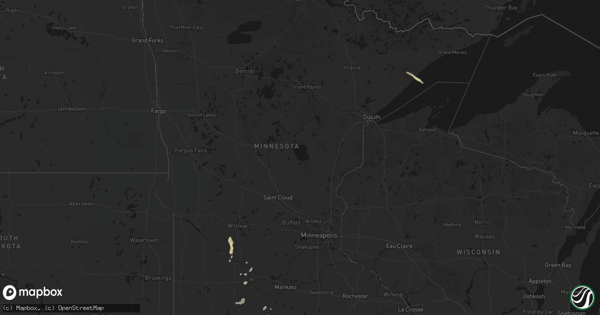Hail map in Minnesota on May 25, 2026