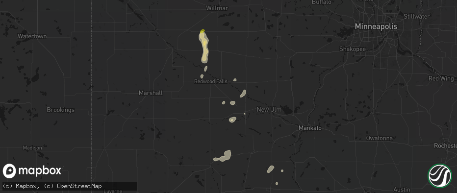 Hail map in Morgan, MN on May 25, 2026
