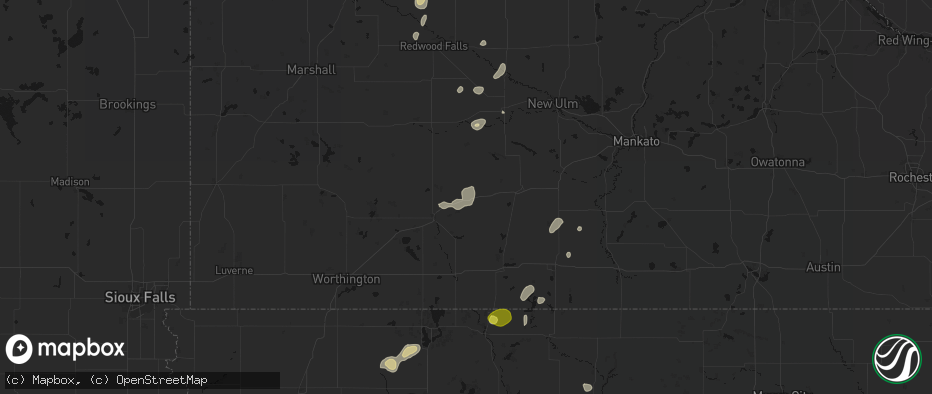Hail map in Mountain Lake, MN on May 25, 2026