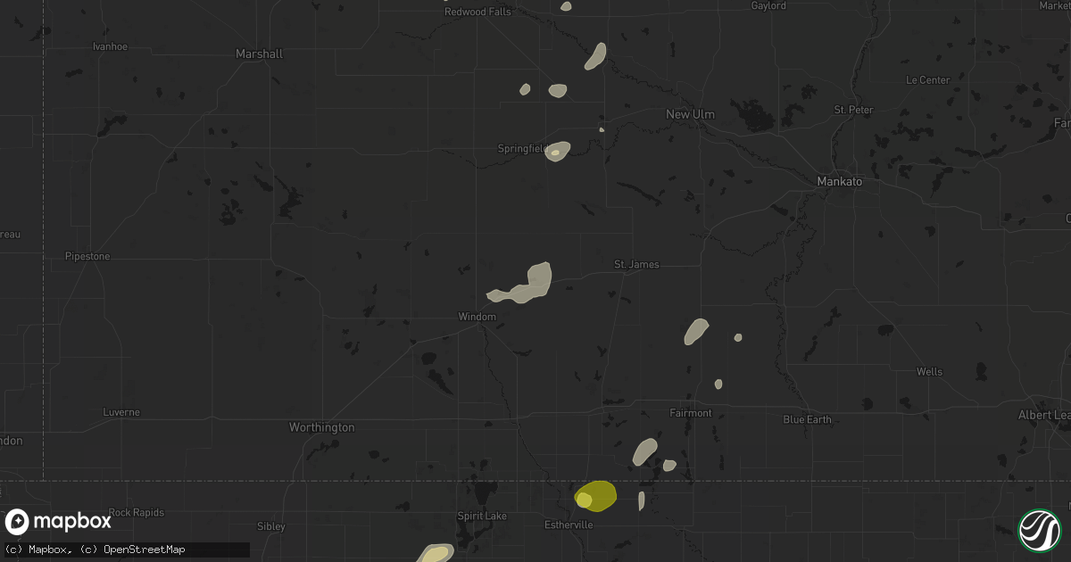 Hail map in Mountain Lake, MN on May 25, 2026