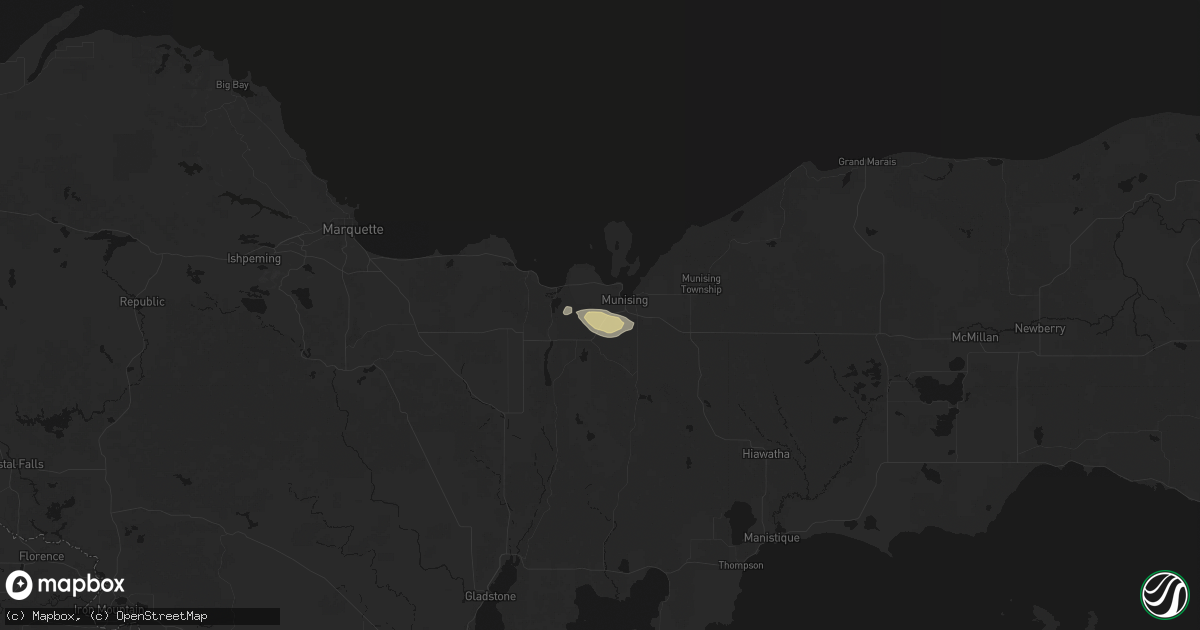 Hail map in Munising, MI on May 25, 2026