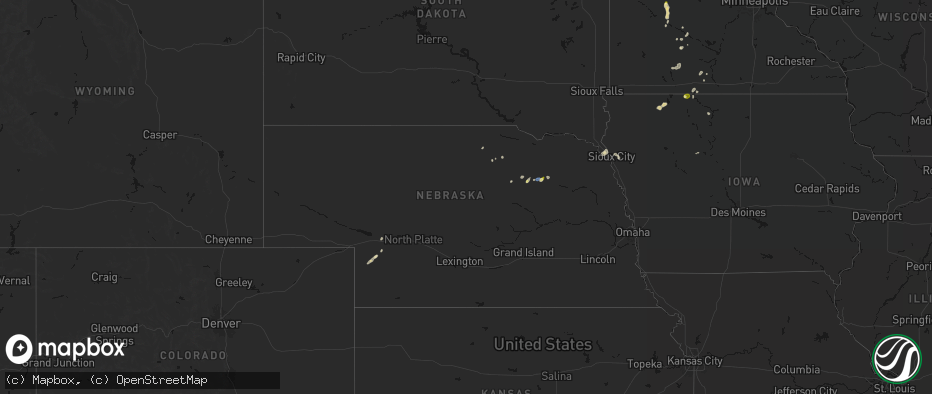 Hail map in Nebraska on May 25, 2026