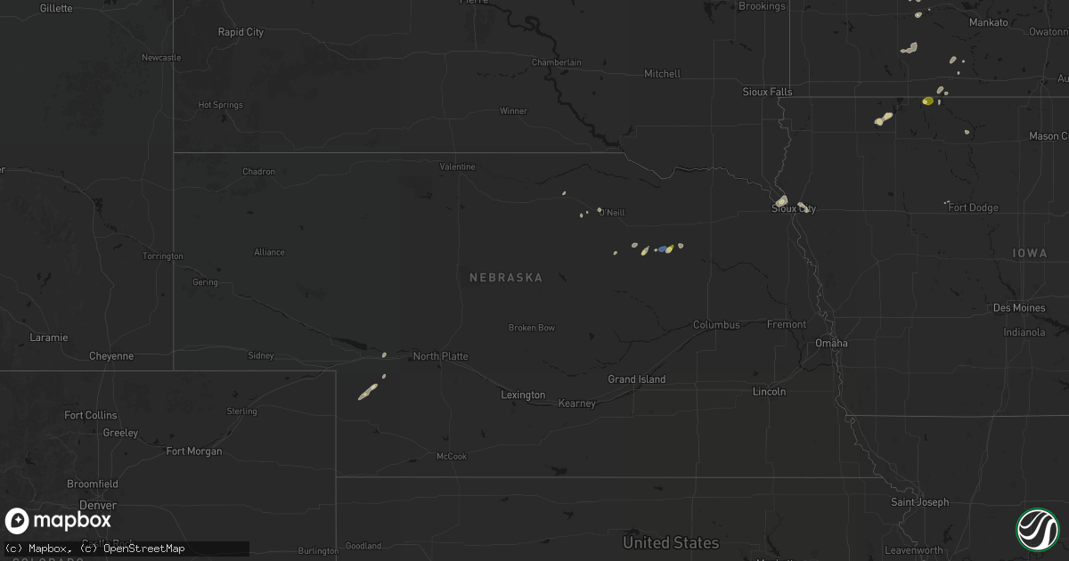 Hail map in Nebraska on May 25, 2026