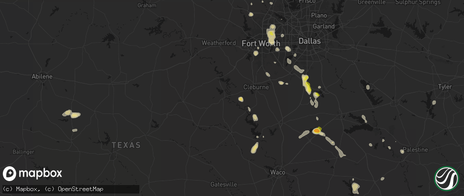 Hail map in Nemo, TX on May 25, 2026