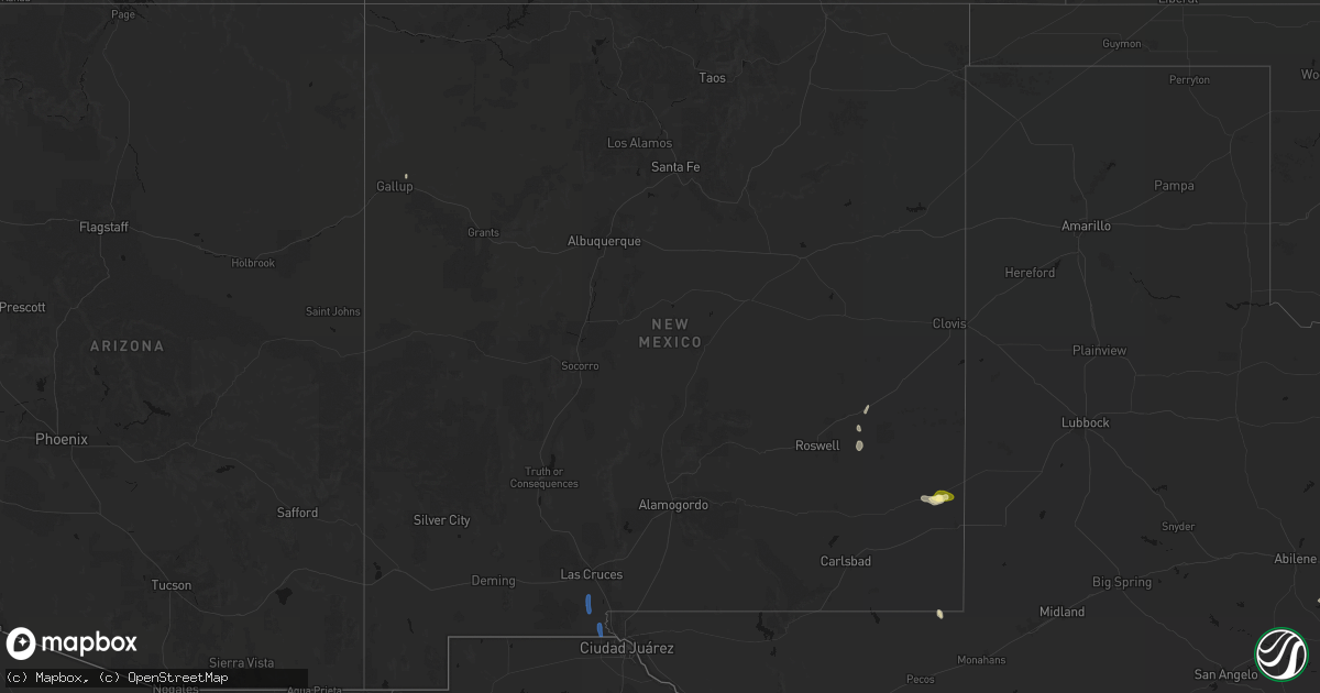 Hail map in New Mexico on May 25, 2026