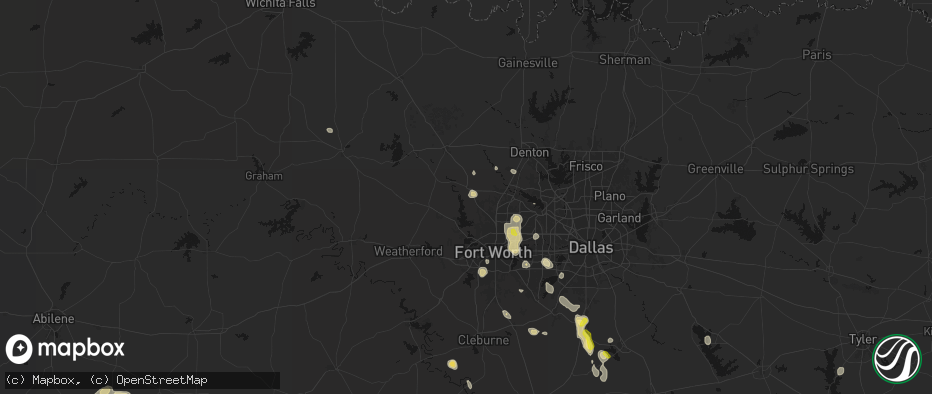 Hail map in Newark, TX on May 25, 2026
