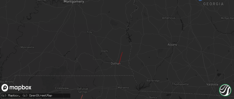 Hail map in Newville, AL on May 25, 2026