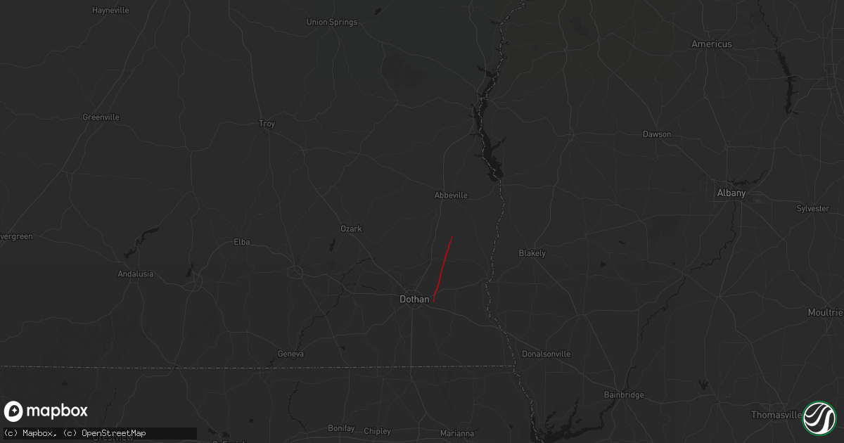 Hail map in Newville, AL on May 25, 2026