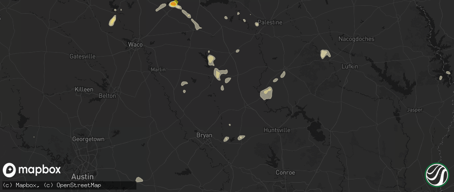 Hail map in Normangee, TX on May 25, 2026