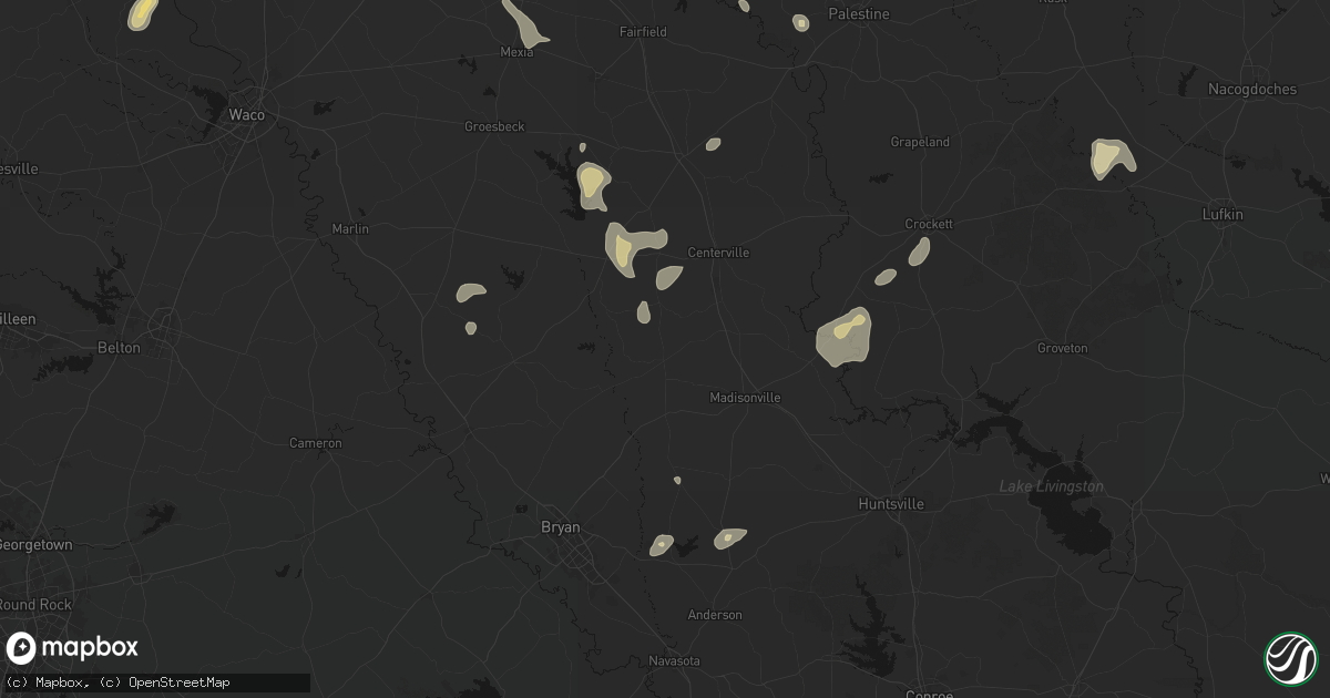 Hail map in Normangee, TX on May 25, 2026