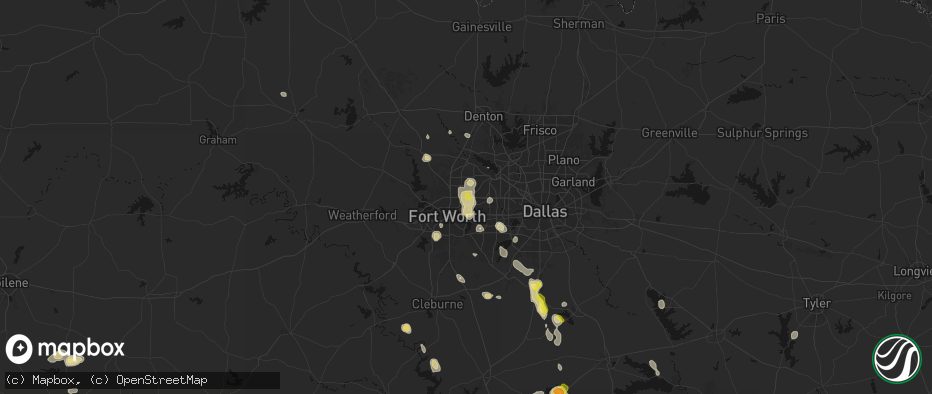 Hail map in North Richland Hills, TX on May 25, 2026