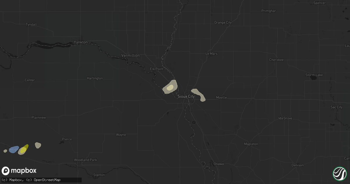 Hail map in North Sioux City, SD on May 25, 2026