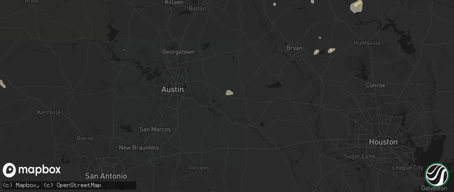 Hail map in Paige, TX on May 25, 2026