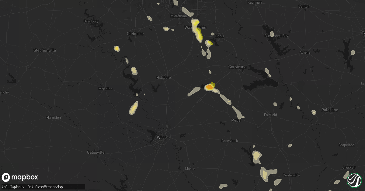 Hail map in Penelope, TX on May 25, 2026