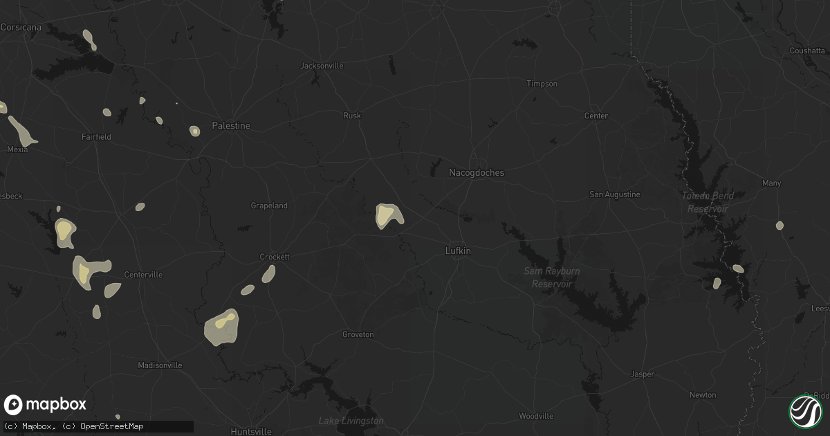 Hail map in Pollok, TX on May 25, 2026