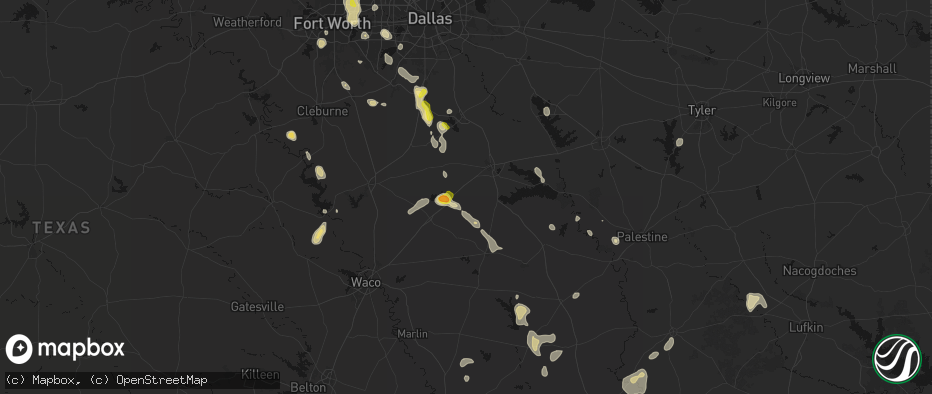 Hail map in Purdon, TX on May 25, 2026