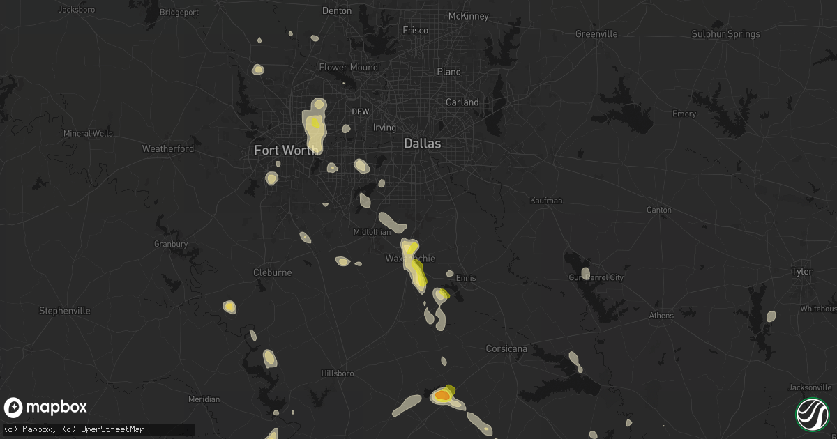 Hail map in Red Oak, TX on May 25, 2026