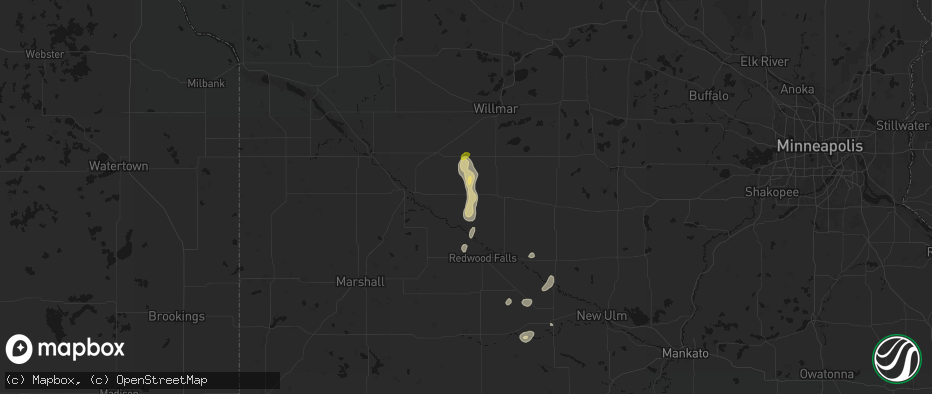 Hail map in Renville, MN on May 25, 2026