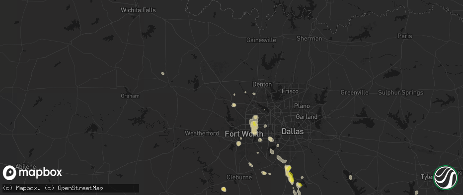 Hail map in Rhome, TX on May 25, 2026