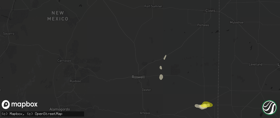 Hail map in Roswell, NM on May 25, 2026