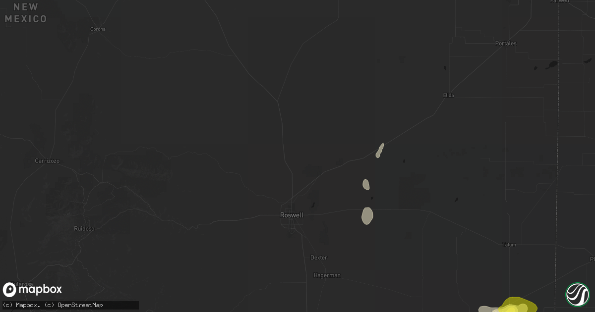 Hail map in Roswell, NM on May 25, 2026
