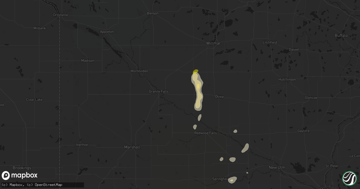 Hail map in Sacred Heart, MN on May 25, 2026