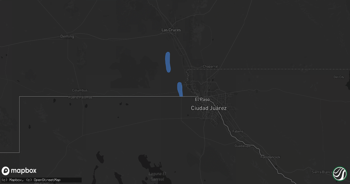 Hail map in Santa Teresa, NM on May 25, 2026