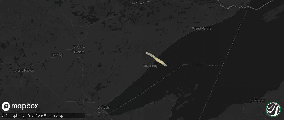 Hail map in Silver Bay, MN on May 25, 2026
