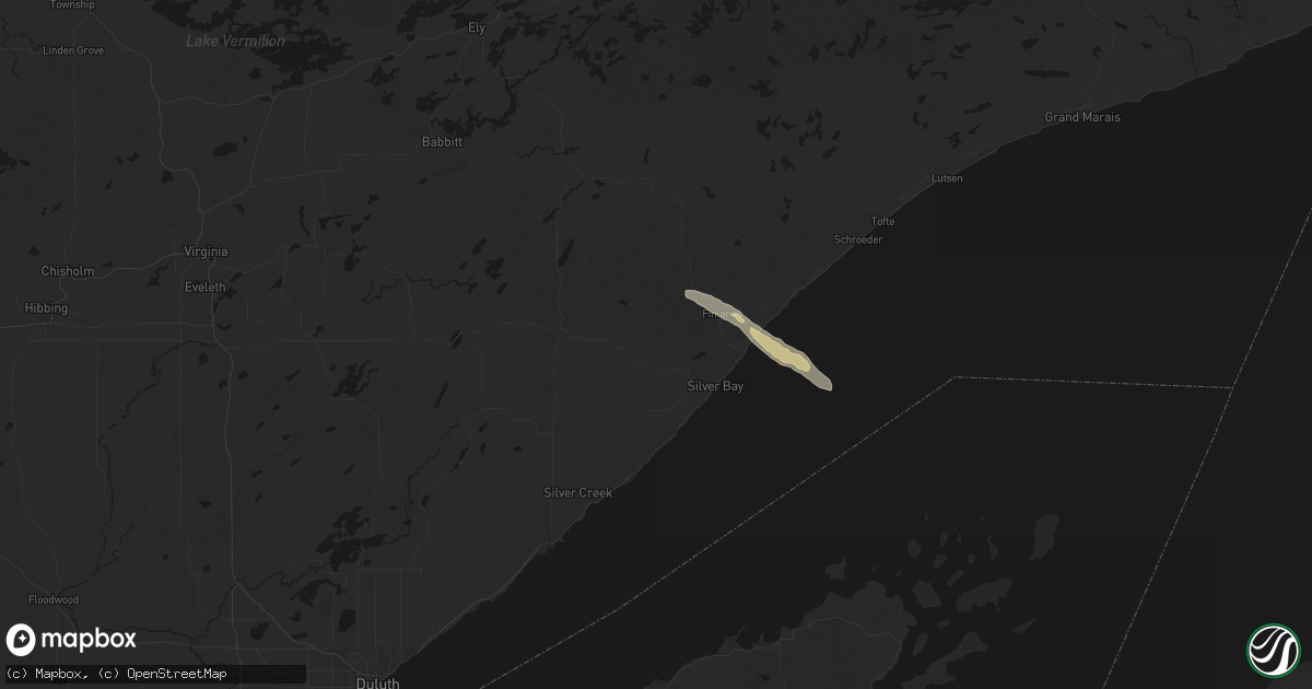 Hail map in Silver Bay, MN on May 25, 2026