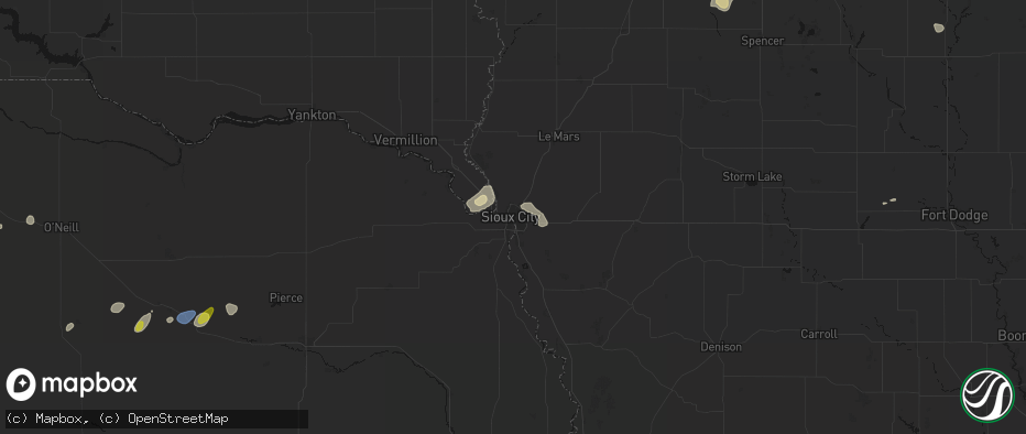 Hail map in Sioux City, IA on May 25, 2026