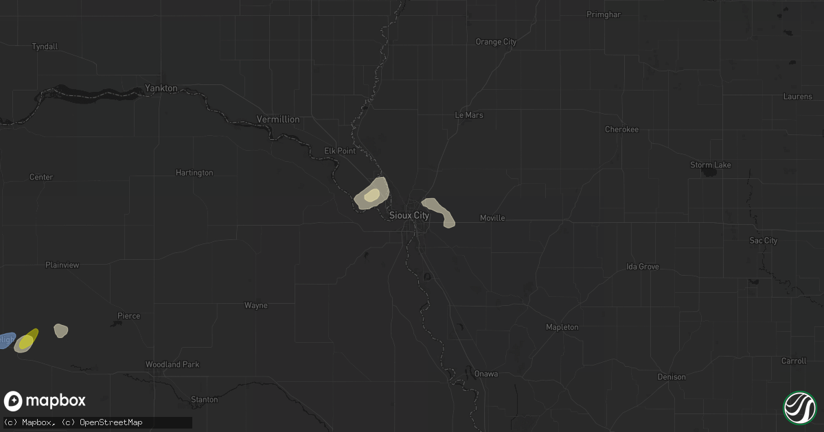 Hail map in Sioux City, IA on May 25, 2026