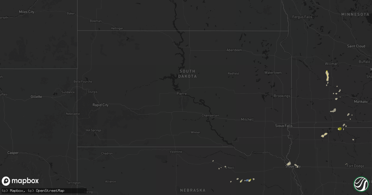 Hail map in South Dakota on May 25, 2026
