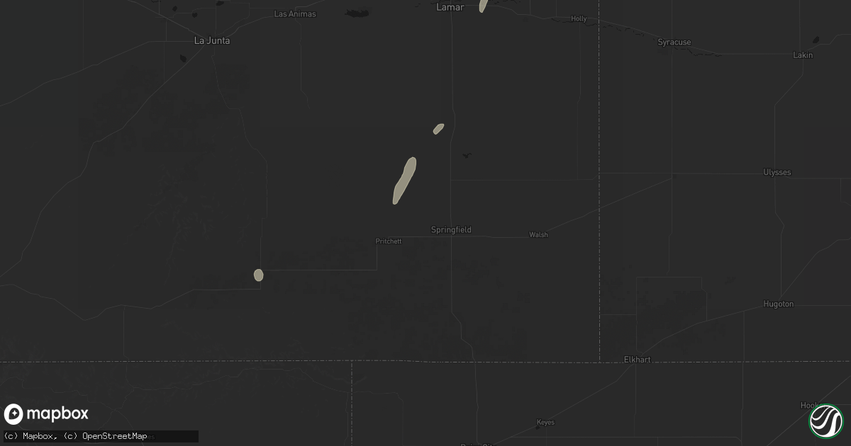 Hail map in Springfield, CO on May 25, 2026