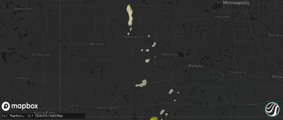 Hail map in Springfield, MN on May 25, 2026