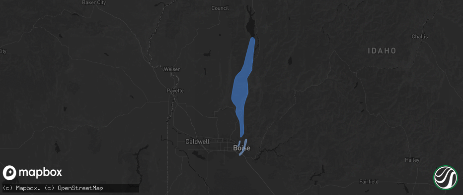 Hail map in Sweet, ID on May 25, 2026