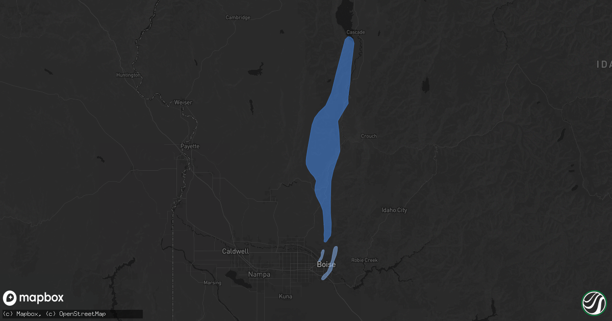 Hail map in Sweet, ID on May 25, 2026