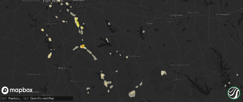 Hail map in Tennessee Colony, TX on May 25, 2026