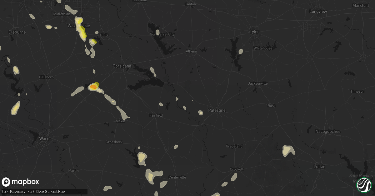 Hail map in Tennessee Colony, TX on May 25, 2026