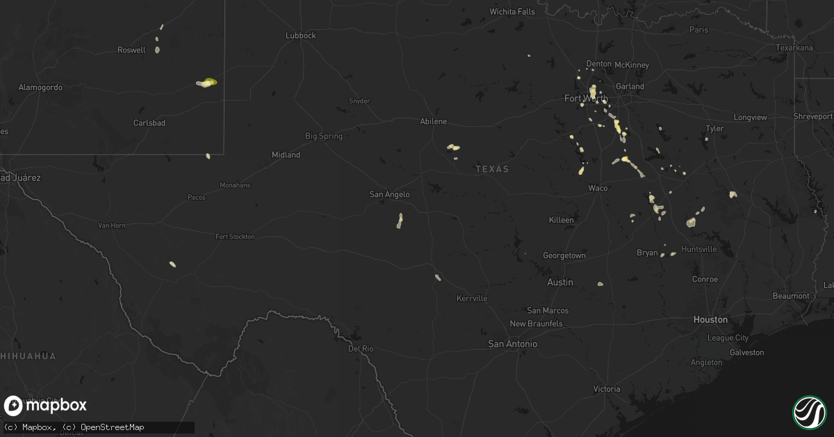 Hail map in Texas on May 25, 2026