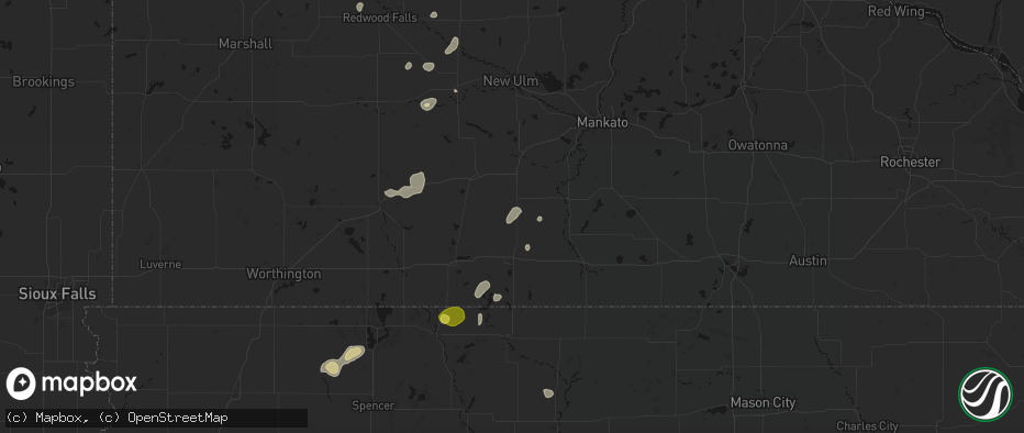 Hail map in Truman, MN on May 25, 2026