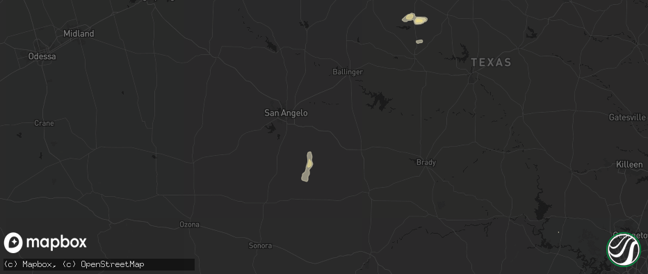 Hail map in Vancourt, TX on May 25, 2026